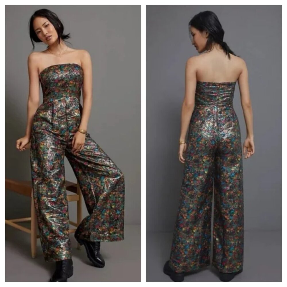 NWT Anthropologie Samantha Shimmer Wide-leg Jumpsuit 4